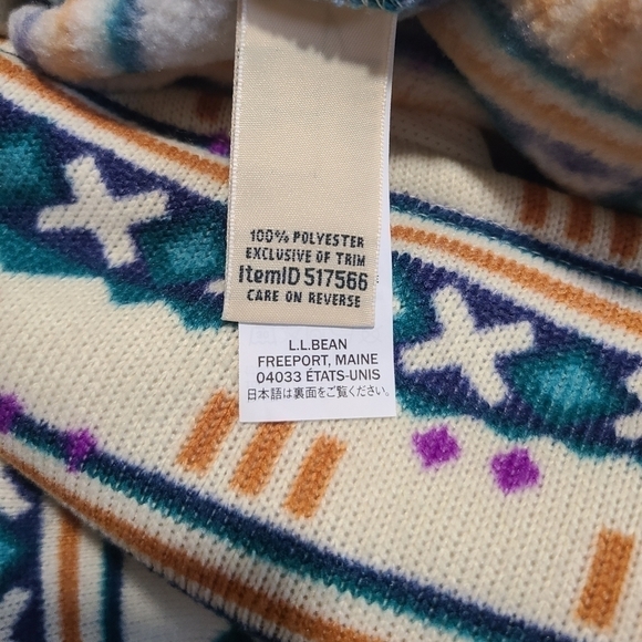 NWT L.L. Bean Aztec Sweater Fleece Sherpa Hybrid Pullover Size Small - Picture 5 of 5